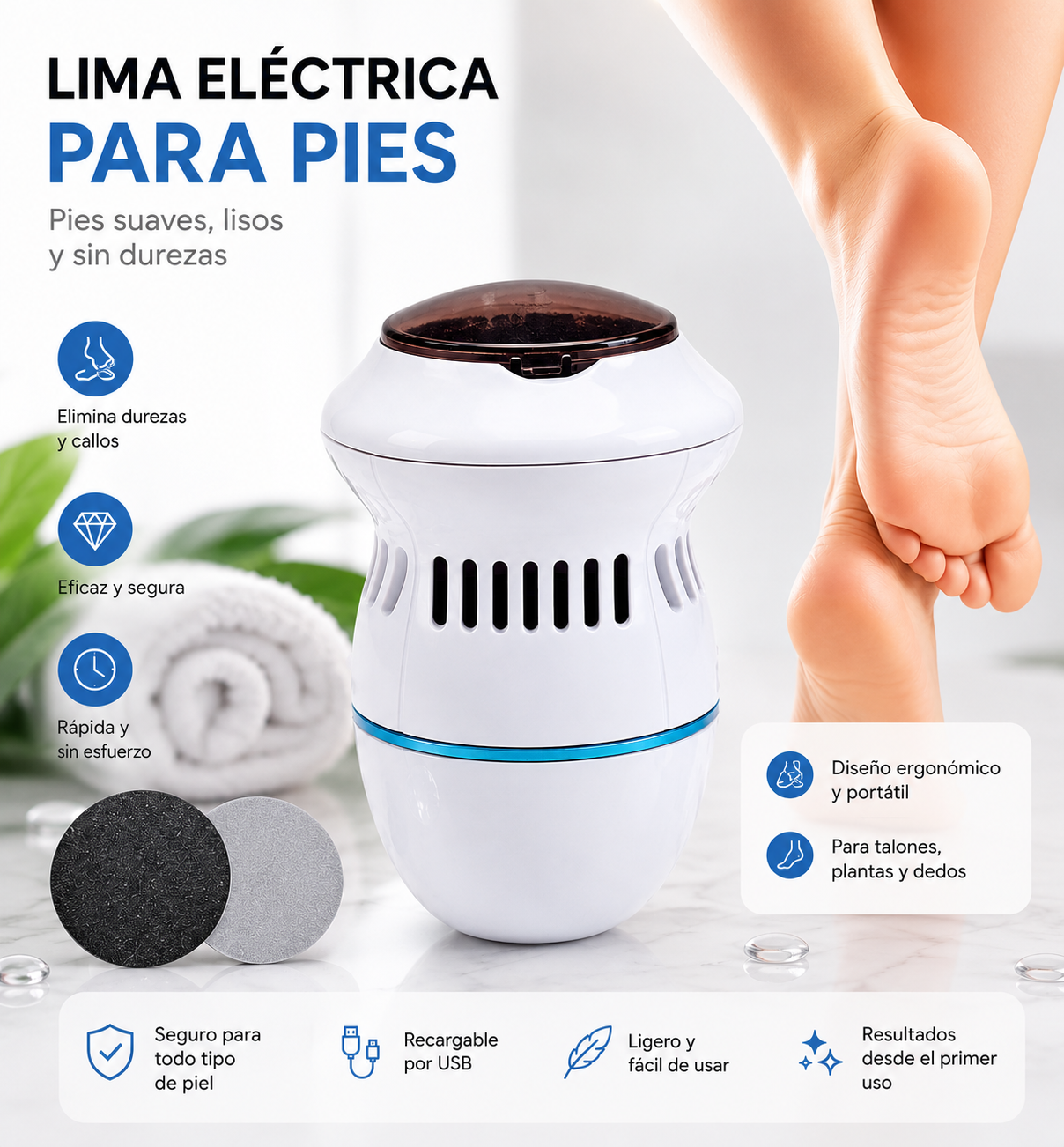 Lima Eléctrica para las Durezas de los Pies